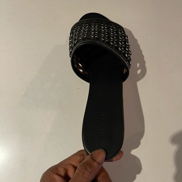 ALAÏA- Black Braided Eyelet Sandals - Picture 4 of 16